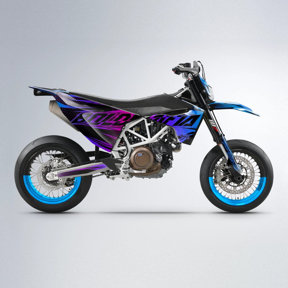 NIGHTFLARE Husqvarna 701 supermoto graphics kit in Blue Purple Fade