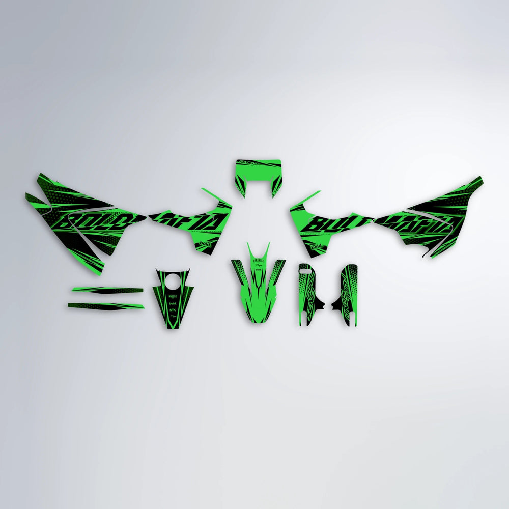 NIGHTFLARE Husqvarna 701 graphics kit parts layout in Green