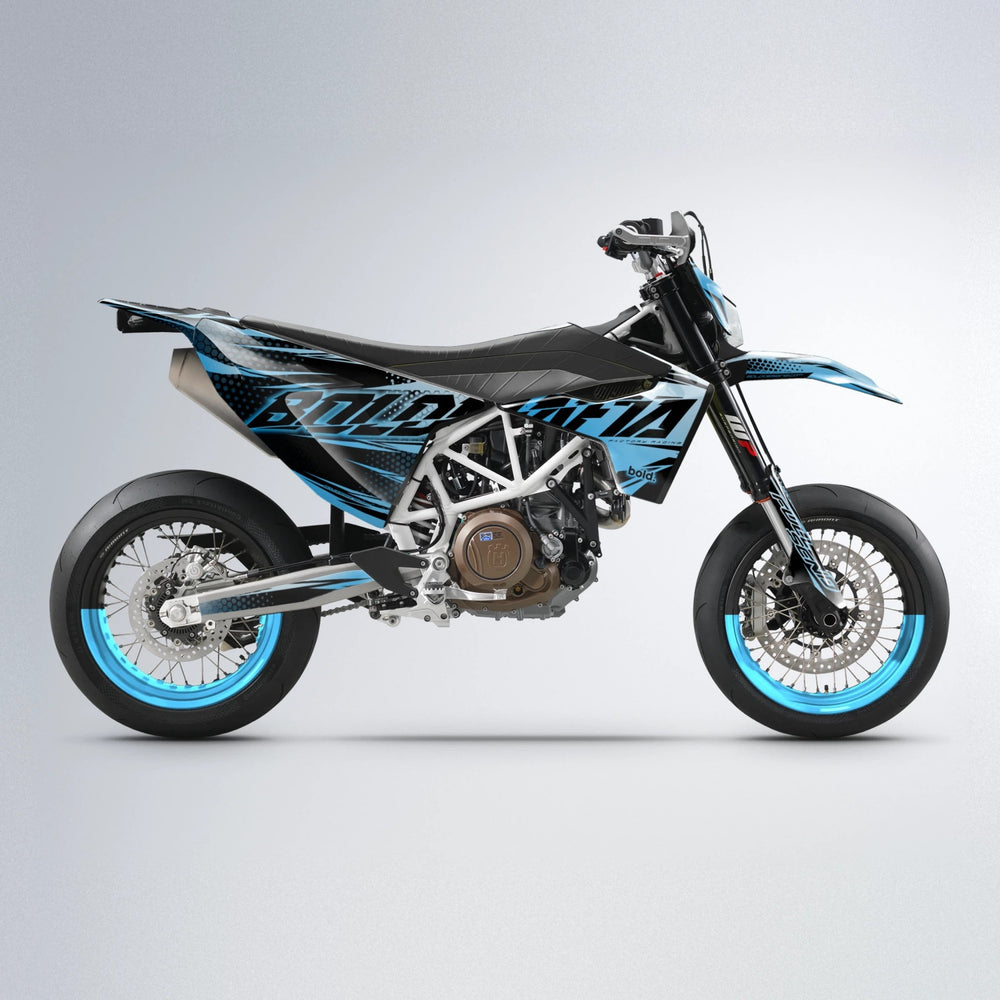 NIGHTFLARE Husqvarna 701 supermoto graphics kit in Light Blue & White