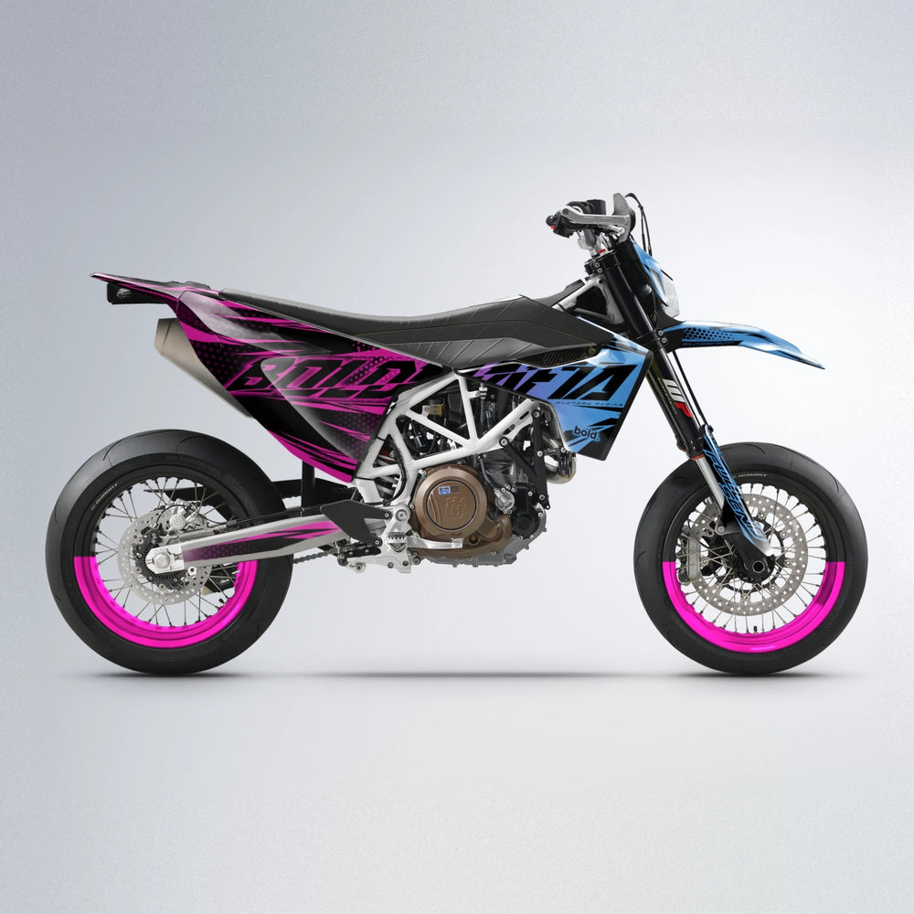 NIGHTFLARE Husqvarna 701 supermoto graphics kit in Pink & Light Blue