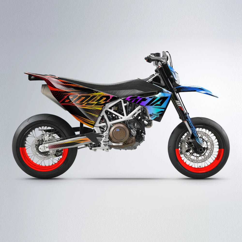 NIGHTFLARE Husqvarna 701 supermoto graphics kit in Sunset Fade