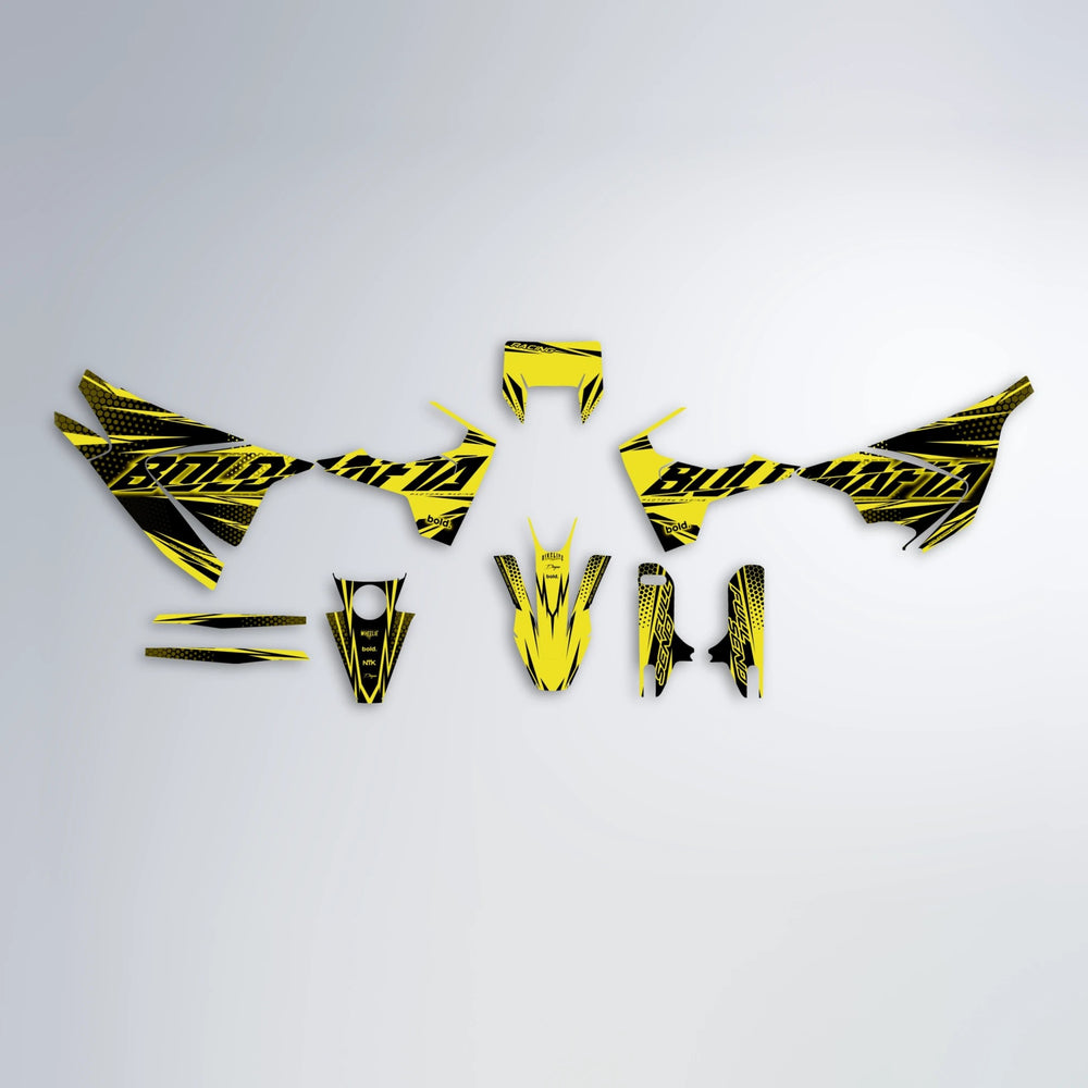 NIGHTFLARE Husqvarna 701 graphics kit parts layout in Yellow