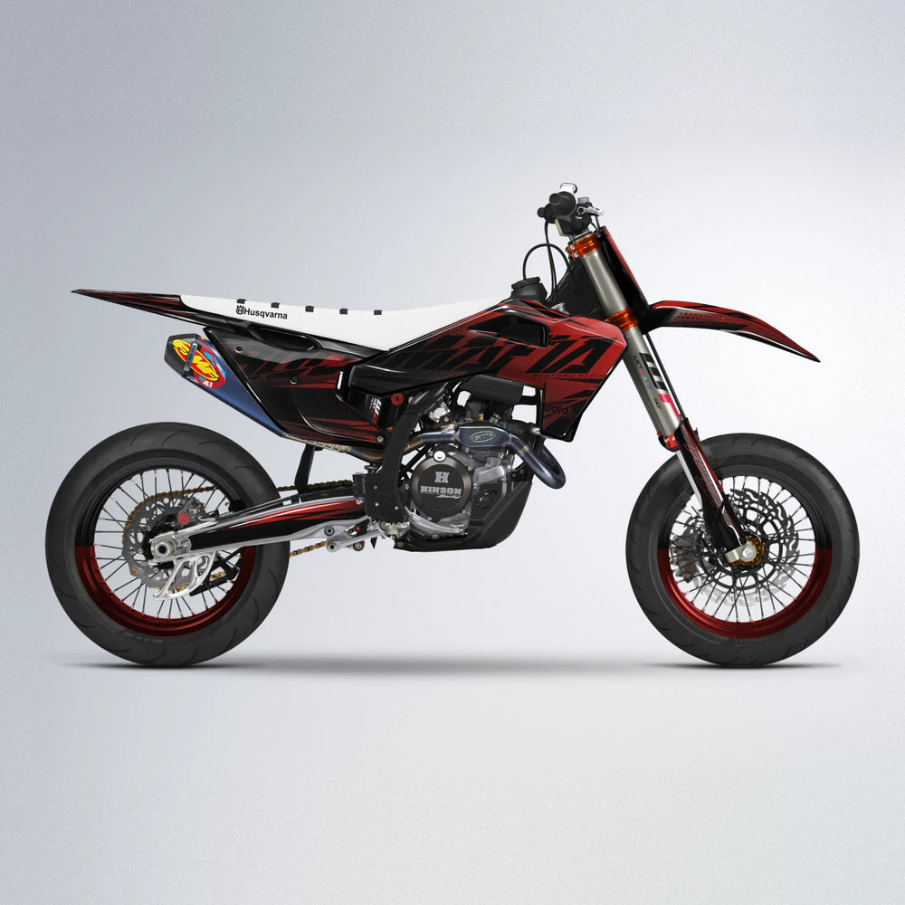 NIGHTFLARE Husqvarna FE/TE supermoto graphics kit in Black & Red