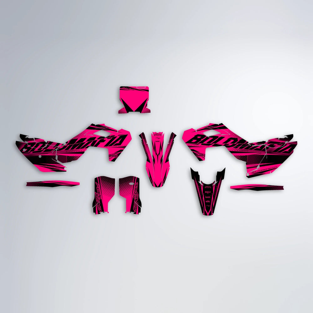 NIGHTFLARE Husqvarna FE/TE graphics kit parts layout in Custom Colour