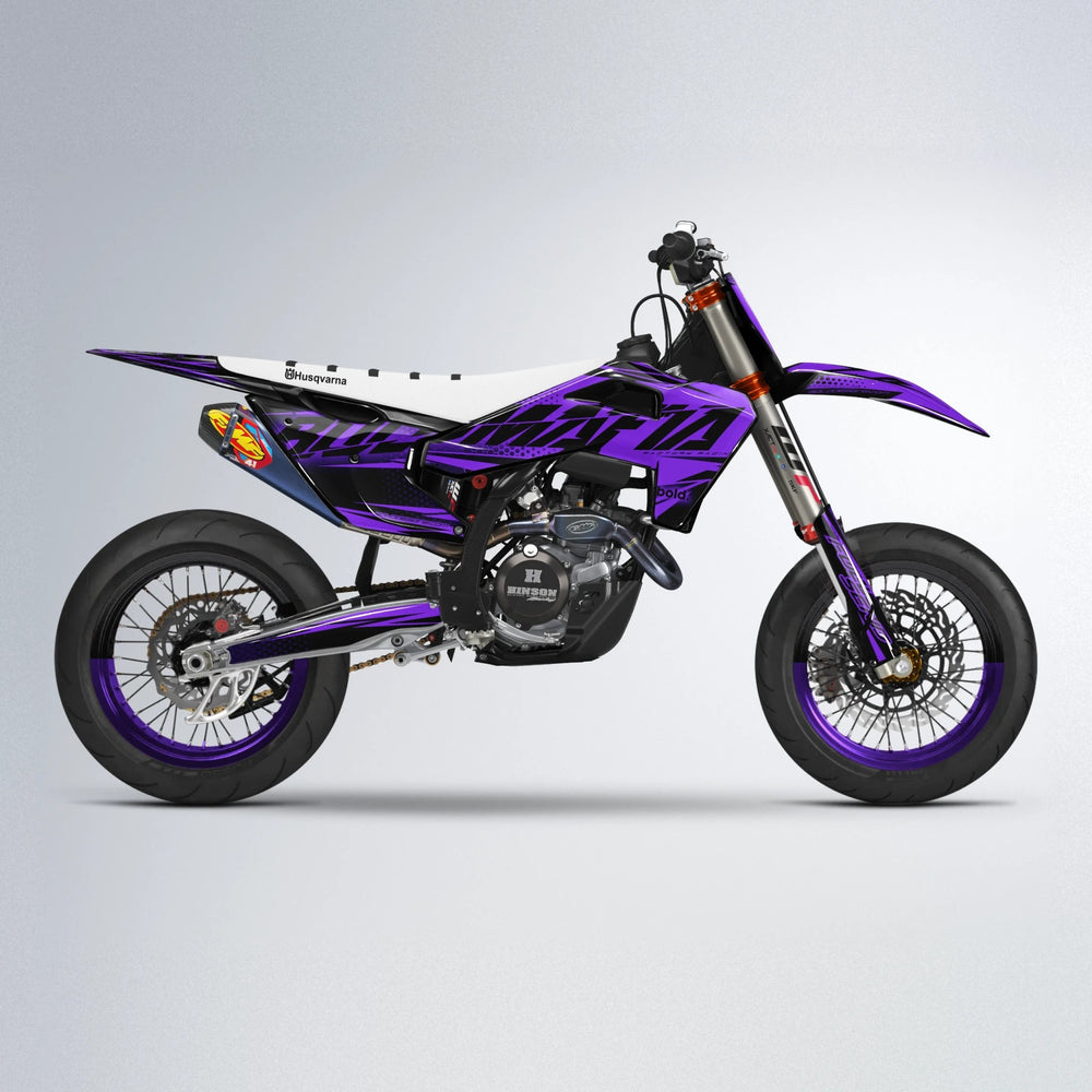 NIGHTFLARE Husqvarna FE/TE supermoto graphics kit in Purple
