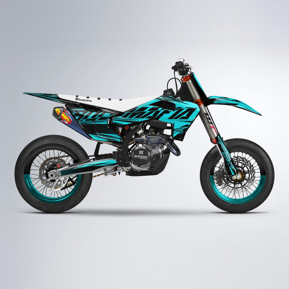 NIGHTFLARE Husqvarna FE/TE supermoto graphics kit in Teal
