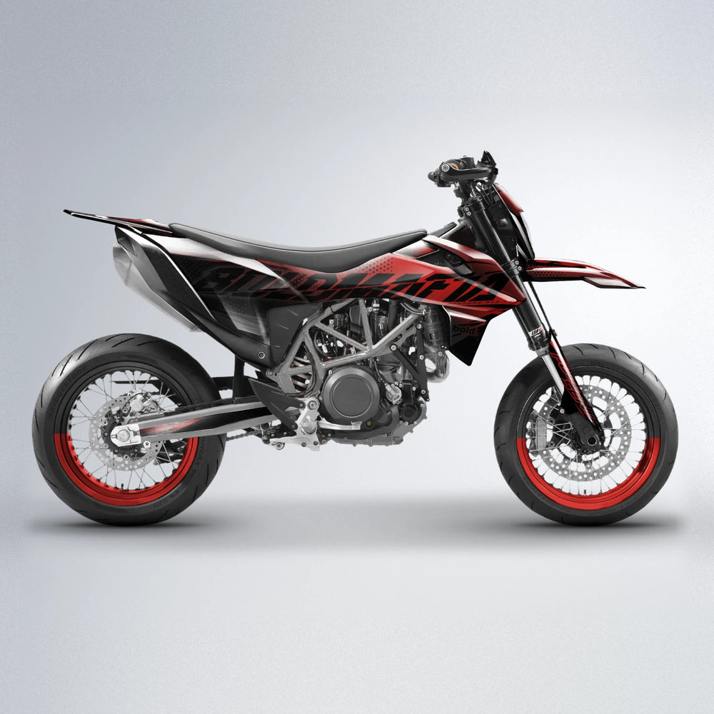 NIGHTFLARE KTM SMC 690 supermoto graphics kit in Black & Red