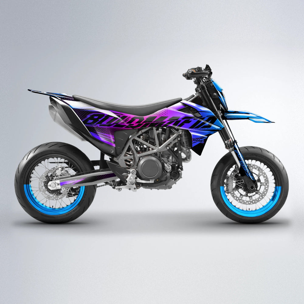 NIGHTFLARE KTM SMC 690 supermoto graphics kit in Blue Purple Fade