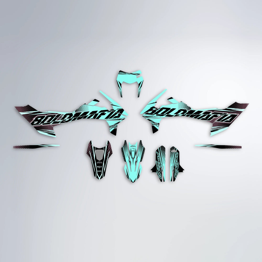 NIGHTFLARE KTM SMC 690 graphics kit parts layout in Mint
