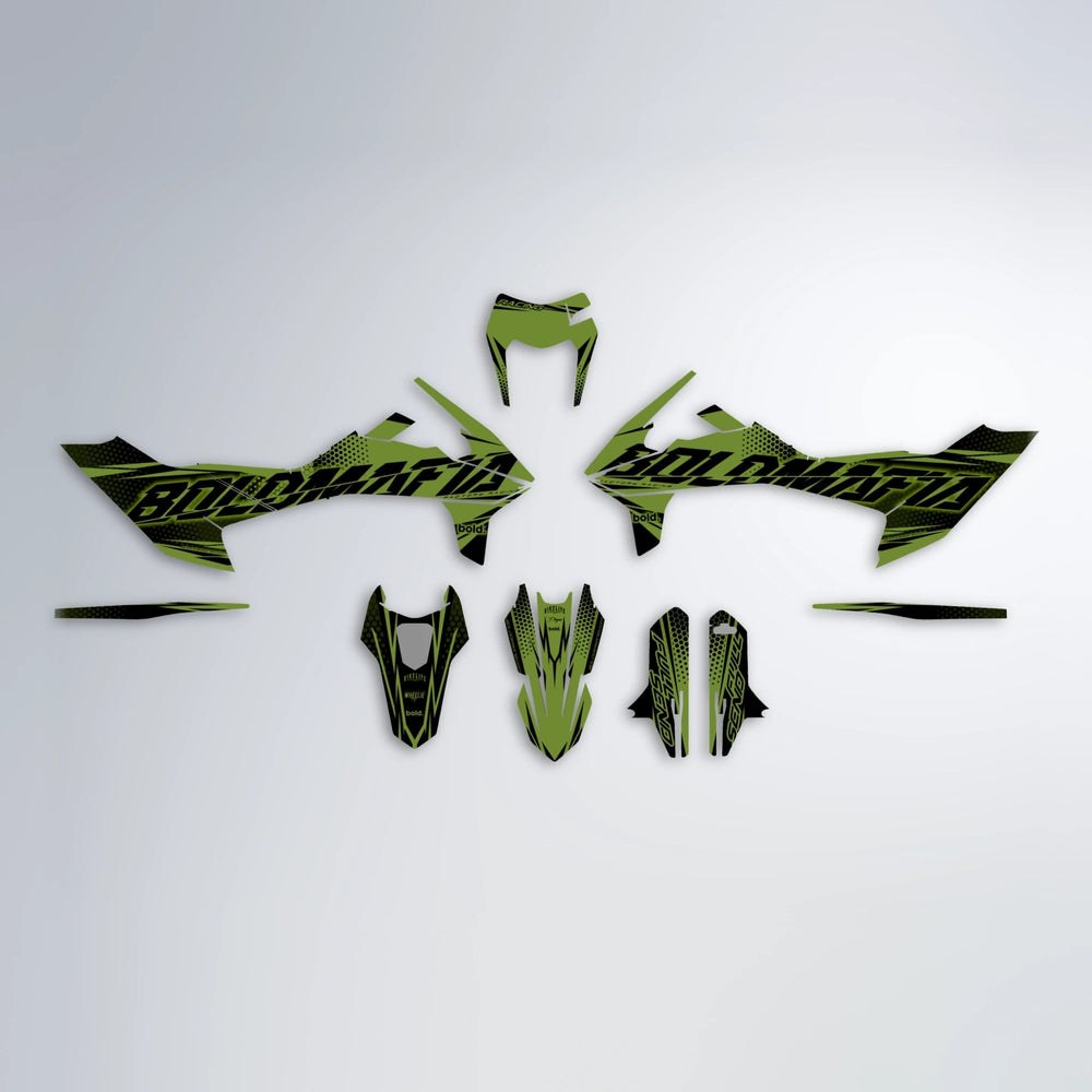 NIGHTFLARE KTM SMC 690 graphics kit parts layout in Olive