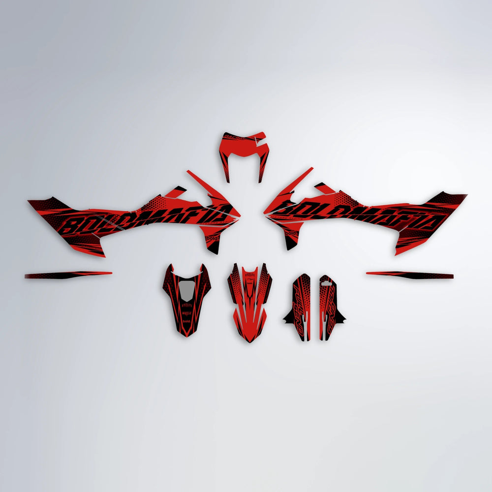 NIGHTFLARE KTM SMC 690 graphics kit parts layout in Red