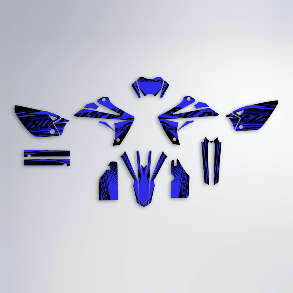 NIGHTFLARE Rieju MRT graphics kit parts layout in Blue