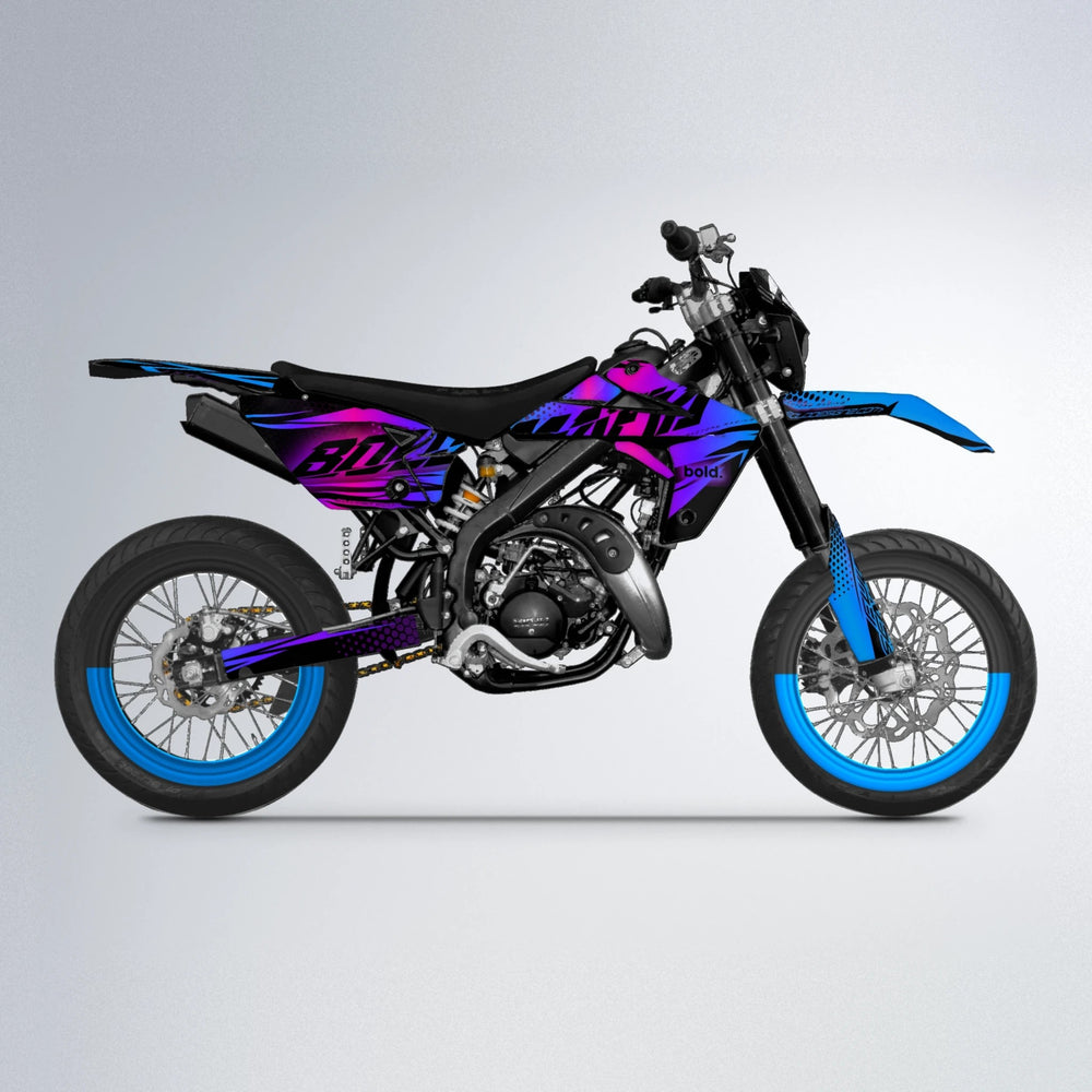 NIGHTFLARE Rieju MRT supermoto graphics kit in Blue Purple Fade