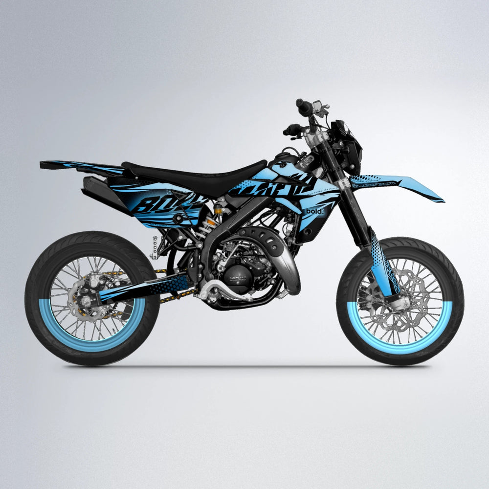 NIGHTFLARE Rieju MRT supermoto graphics kit in Light Blue & White