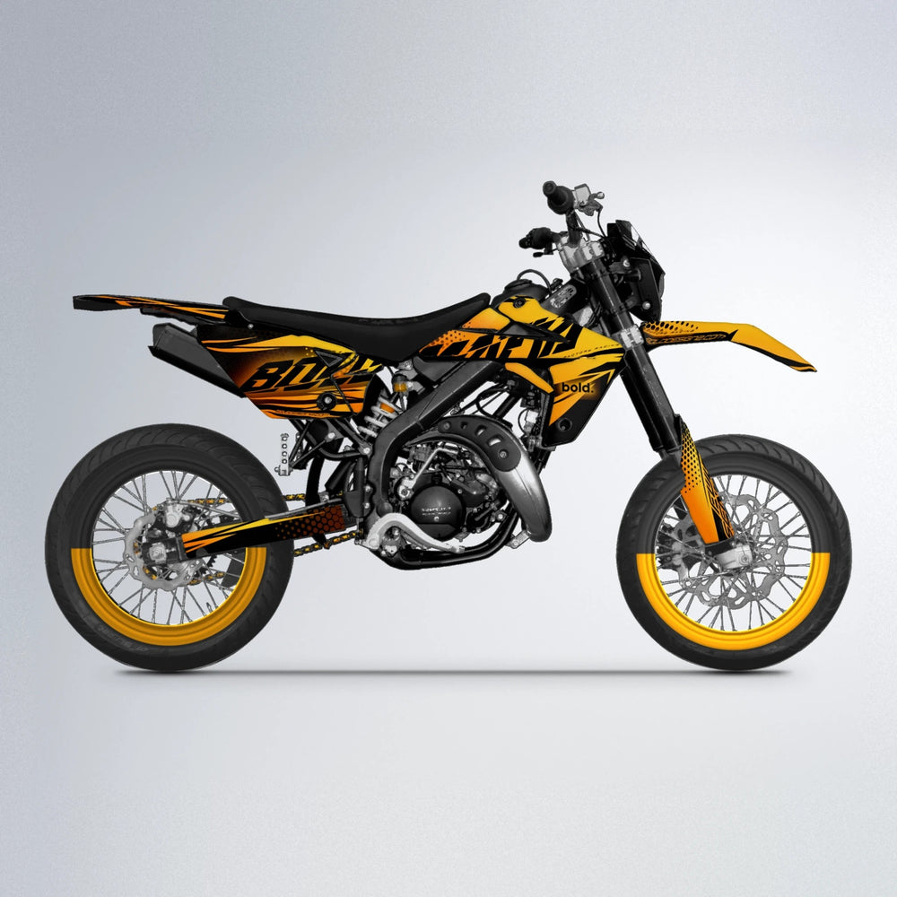 NIGHTFLARE Rieju MRT supermoto graphics kit in Orange & Yellow