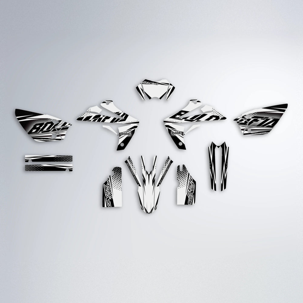 NIGHTFLARE Rieju MRT graphics kit parts layout in White
