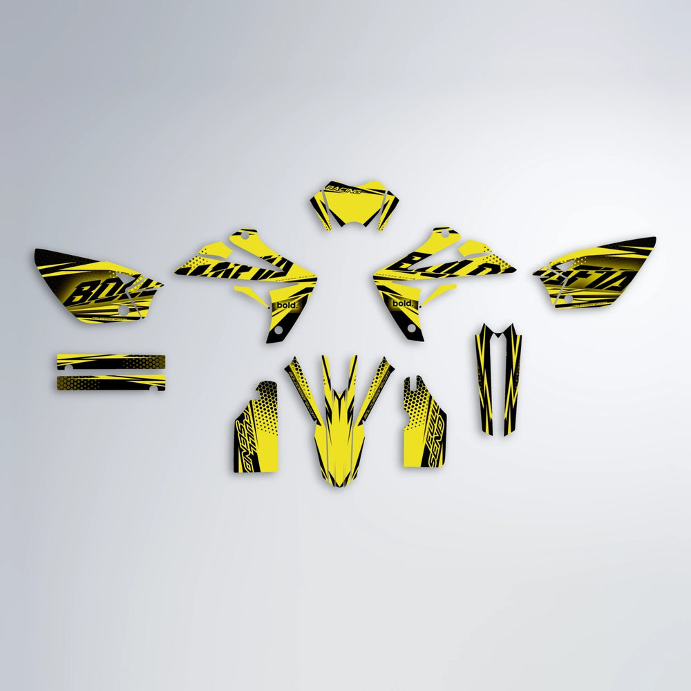 NIGHTFLARE Rieju MRT graphics kit parts layout in Yellow