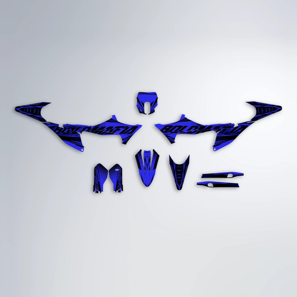 NIGHTFLARE Stark Varg MX graphics kit parts layout in Blue