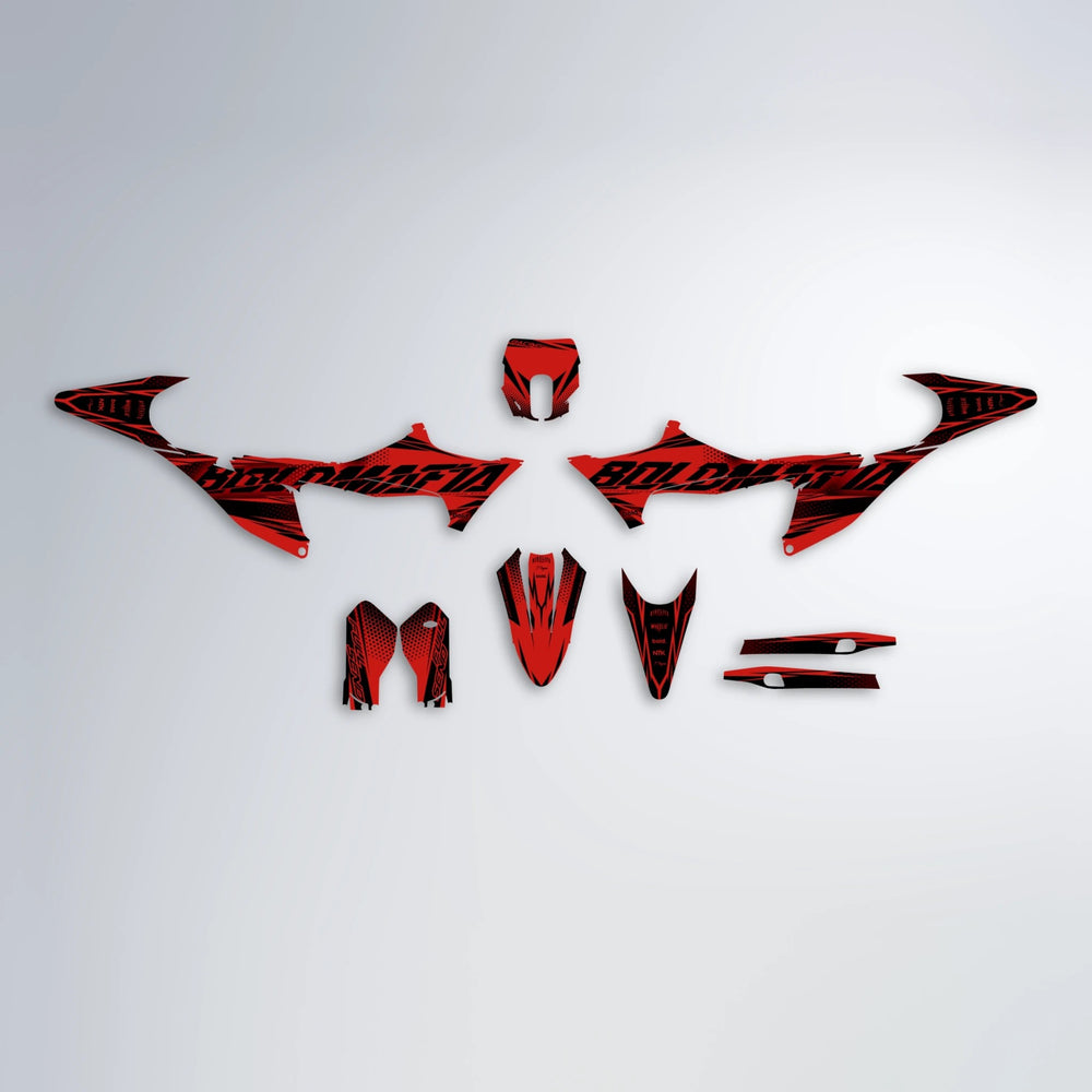 NIGHTFLARE Stark Varg MX graphics kit parts layout in Red