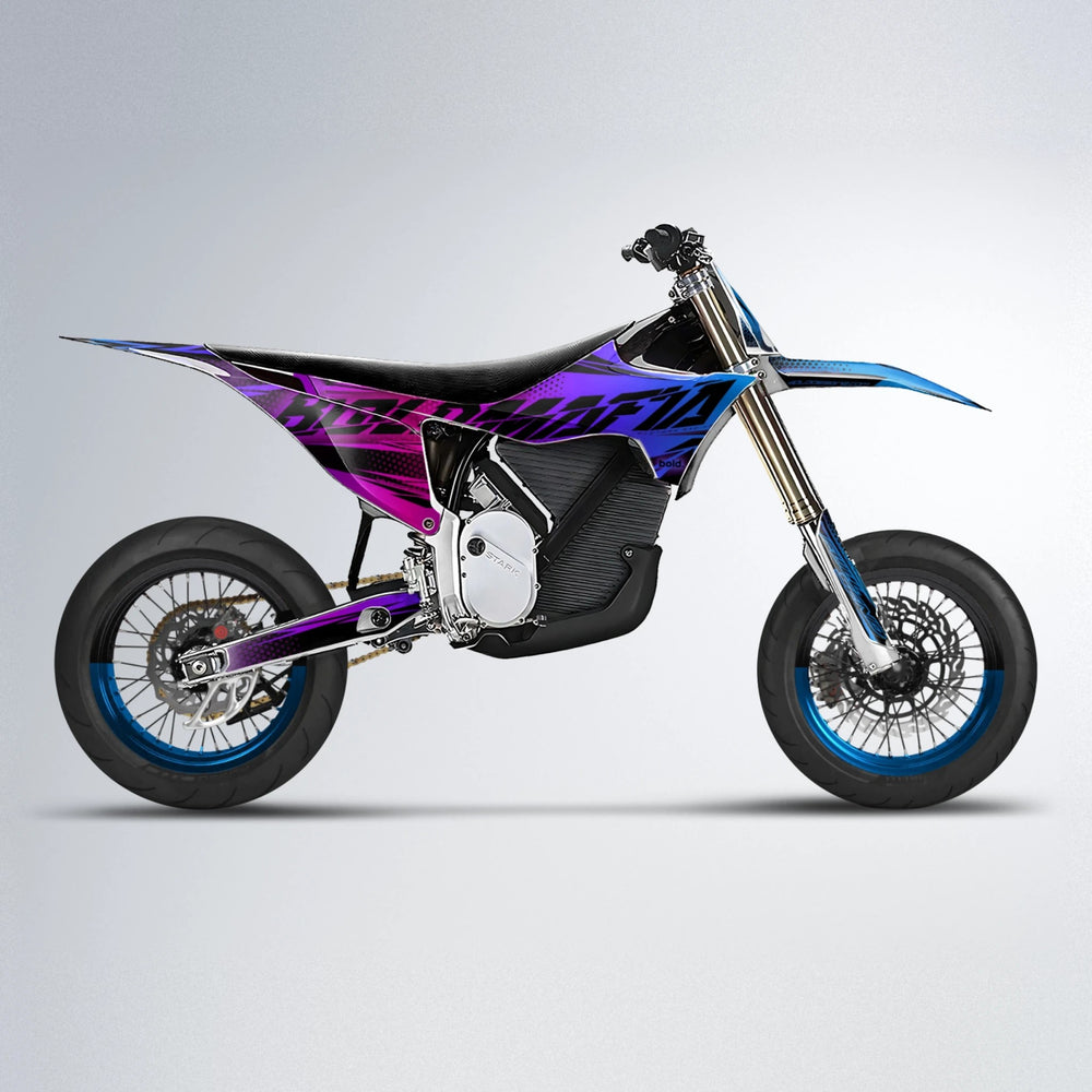 NIGHTFLARE Stark Varg SM supermoto graphics kit in Blue Purple Fade