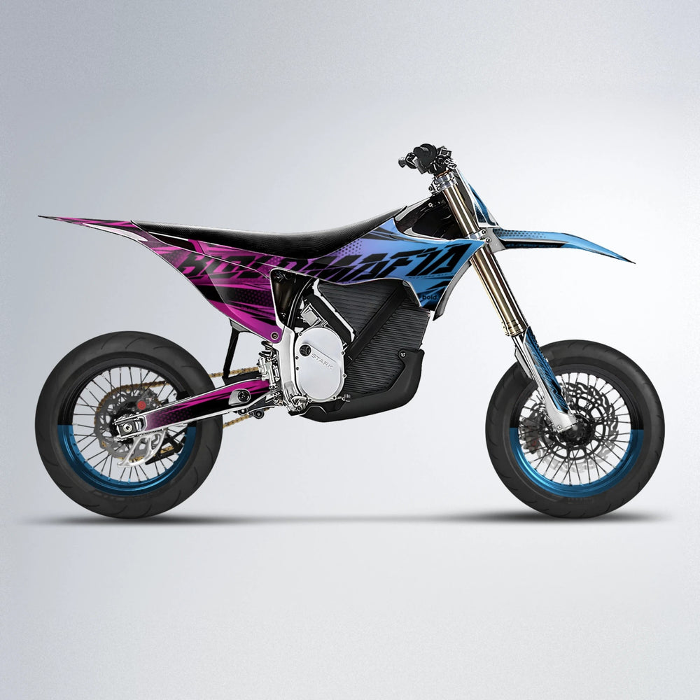 NIGHTFLARE Stark Varg SM supermoto graphics kit in Pink & Light Blue
