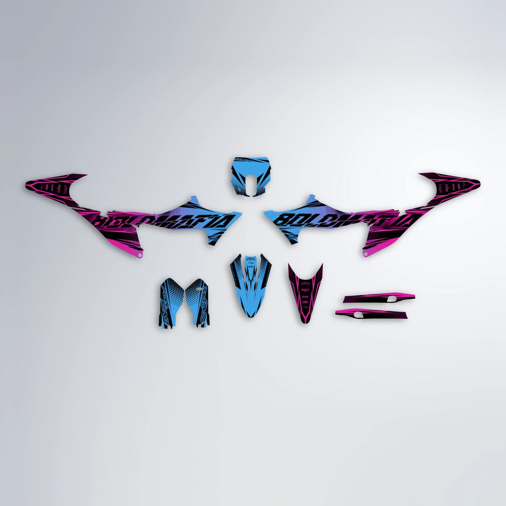 NIGHTFLARE Stark Varg SM graphics kit parts layout in Pink & Light Blue