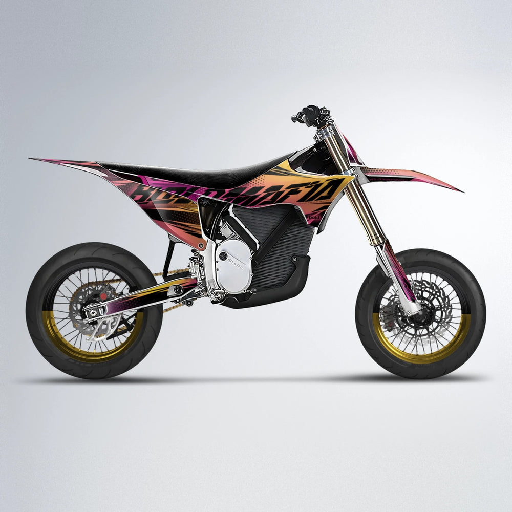 NIGHTFLARE Stark Varg SM supermoto graphics kit in Pink & Yellow