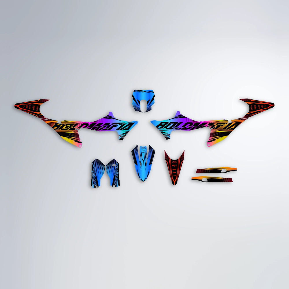 NIGHTFLARE Stark Varg SM graphics kit parts layout in Sunset Fade