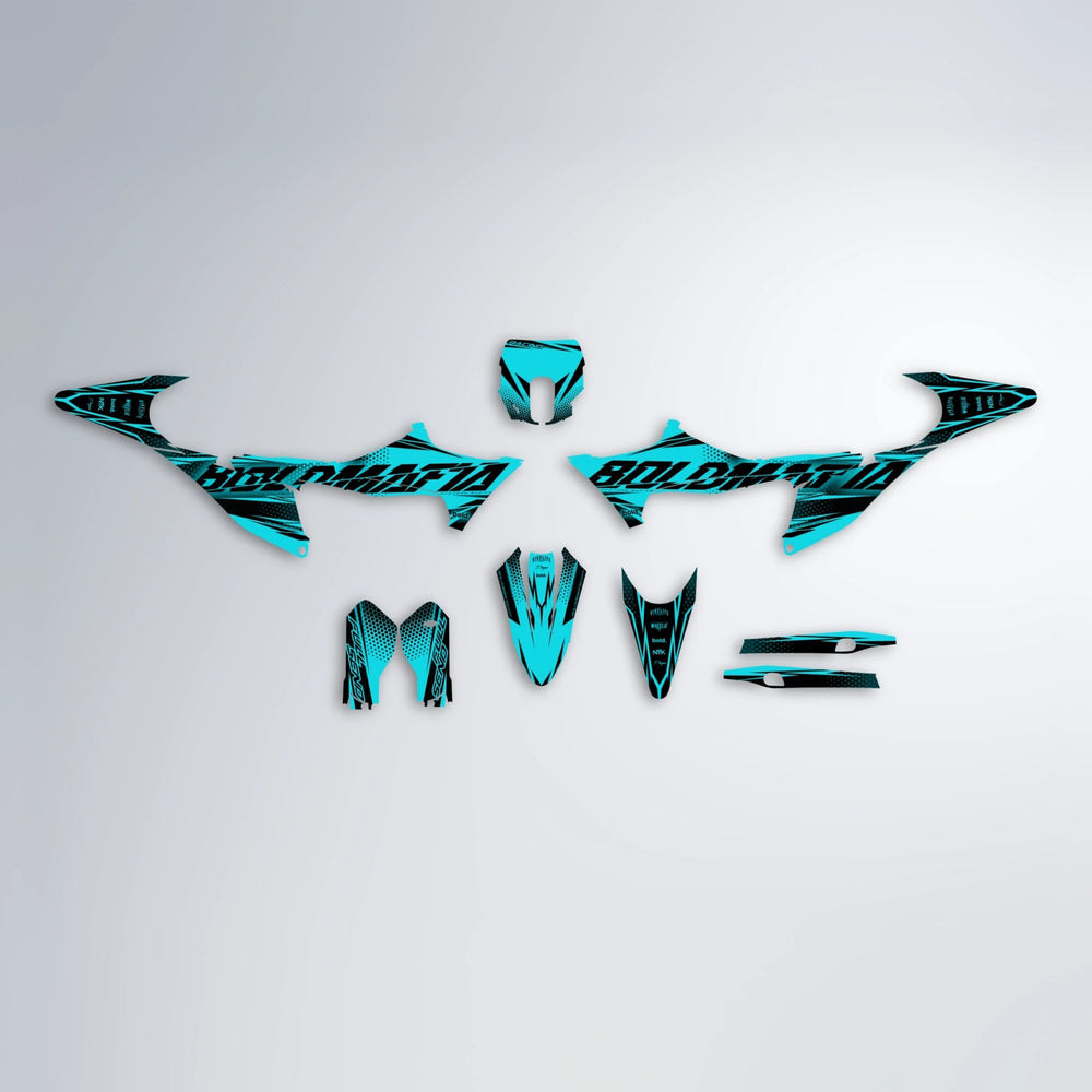 NIGHTFLARE Stark Varg SM graphics kit parts layout in Teal