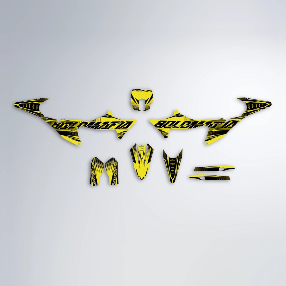NIGHTFLARE Stark Varg SM graphics kit parts layout in Yellow