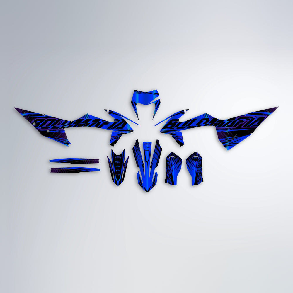 NIGHTFLARE graphics kit parts layout in Blue Chrome