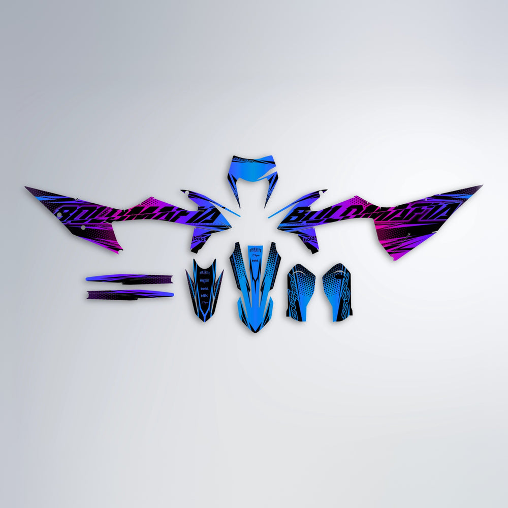 NIGHTFLARE graphics kit parts layout in Blue Purple Fade