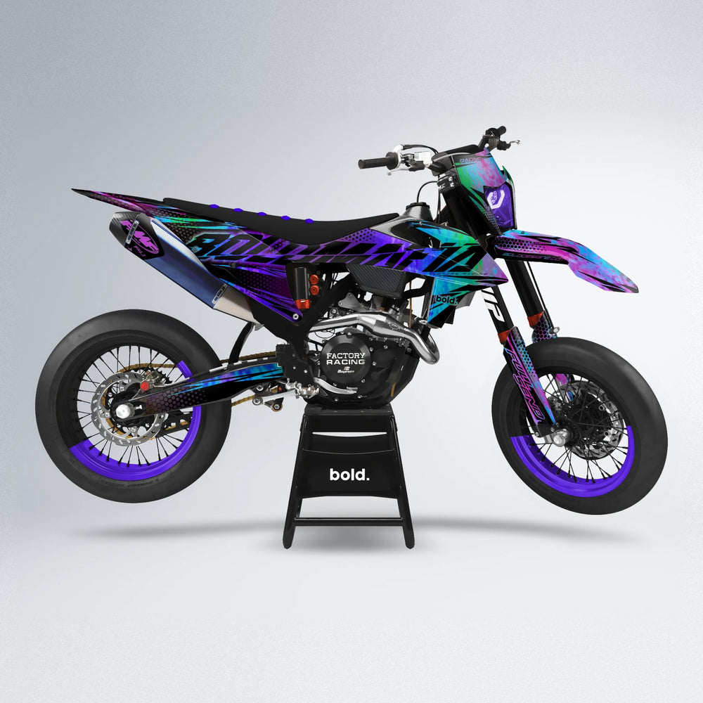 NIGHTFLARE supermoto graphics kit in Purple Holo