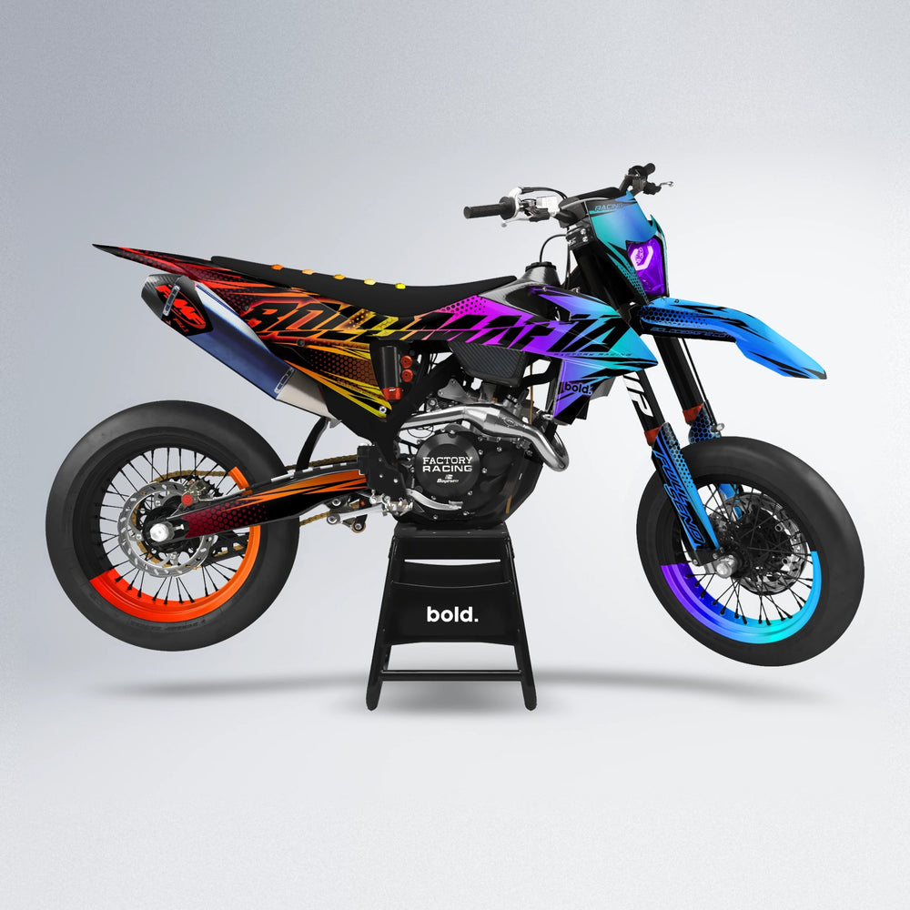 NIGHTFLARE supermoto graphics kit in Sunset Fade