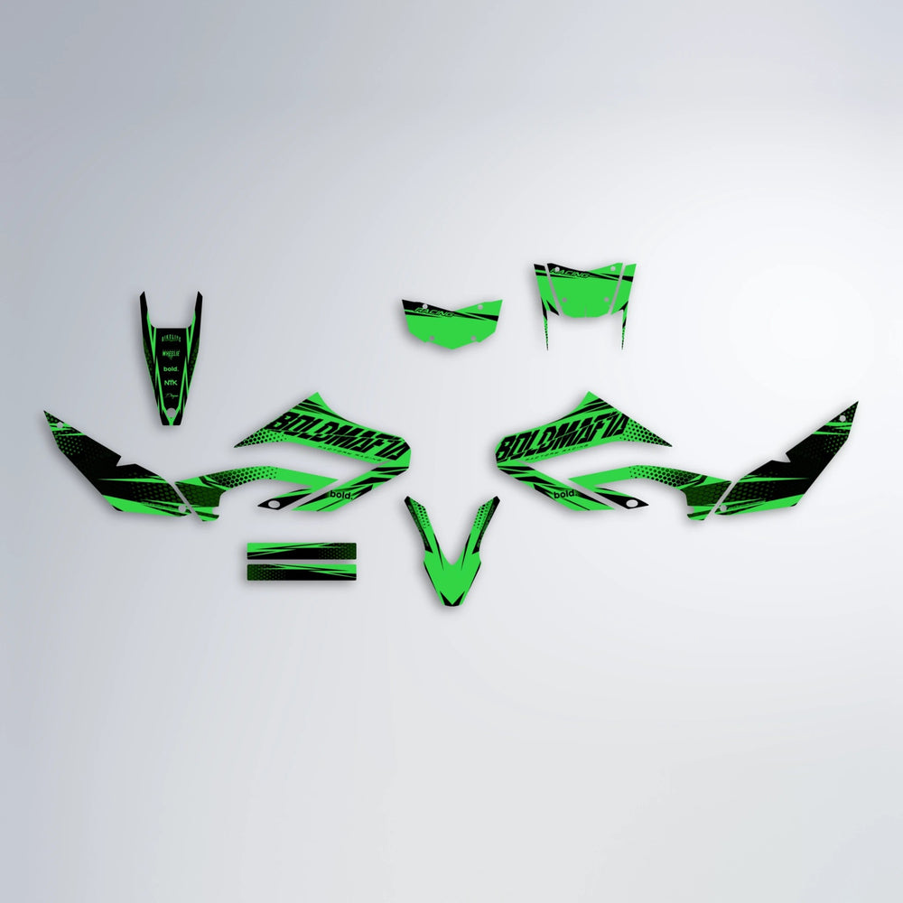 NIGHTFLARE Yamaha WR 125X graphics kit parts layout in Green