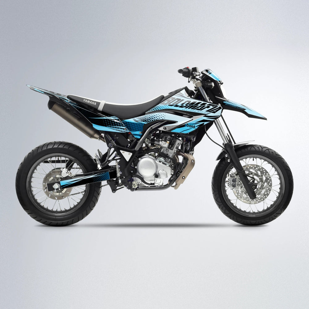 NIGHTFLARE Yamaha WR 125X supermoto graphics kit in Light Blue & White