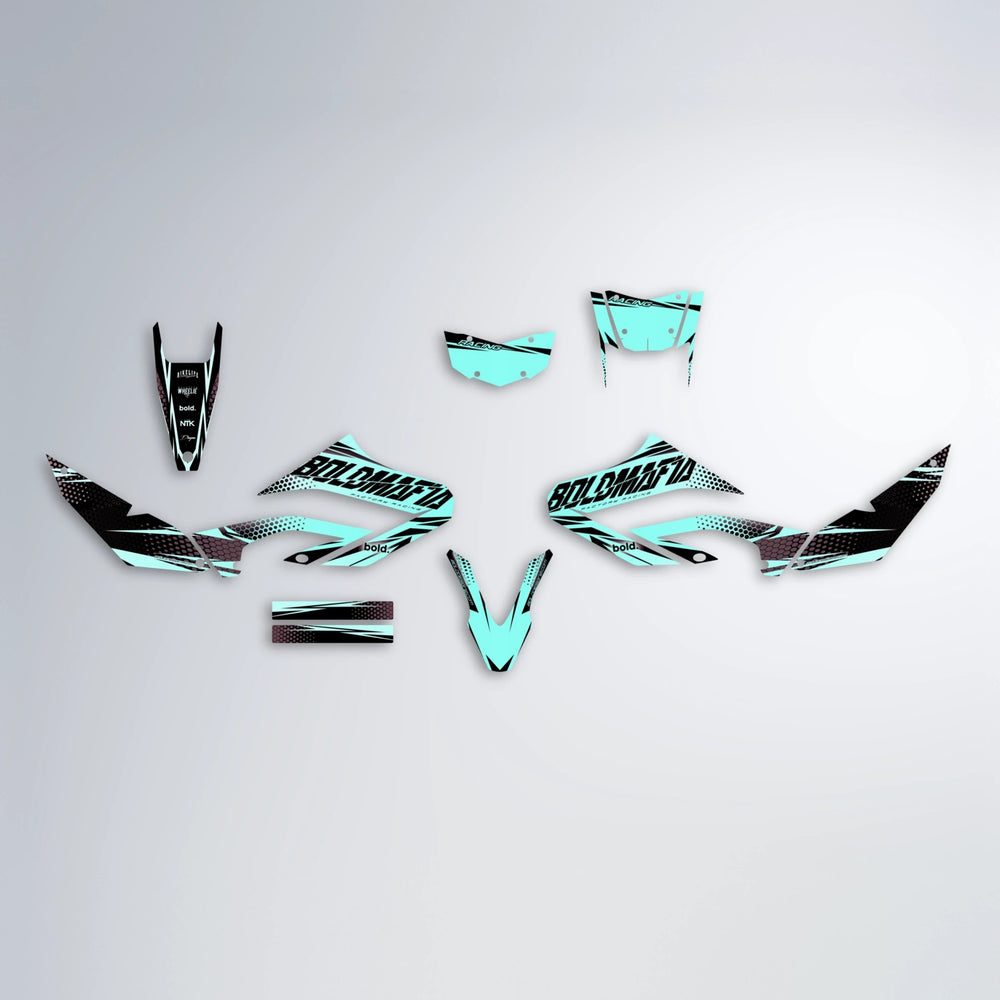 NIGHTFLARE Yamaha WR 125X graphics kit parts layout in Mint