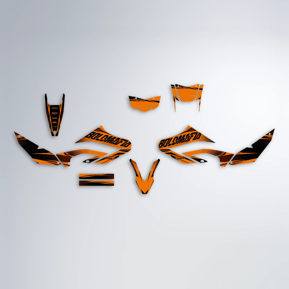NIGHTFLARE Yamaha WR 125X graphics kit parts layout in Orange