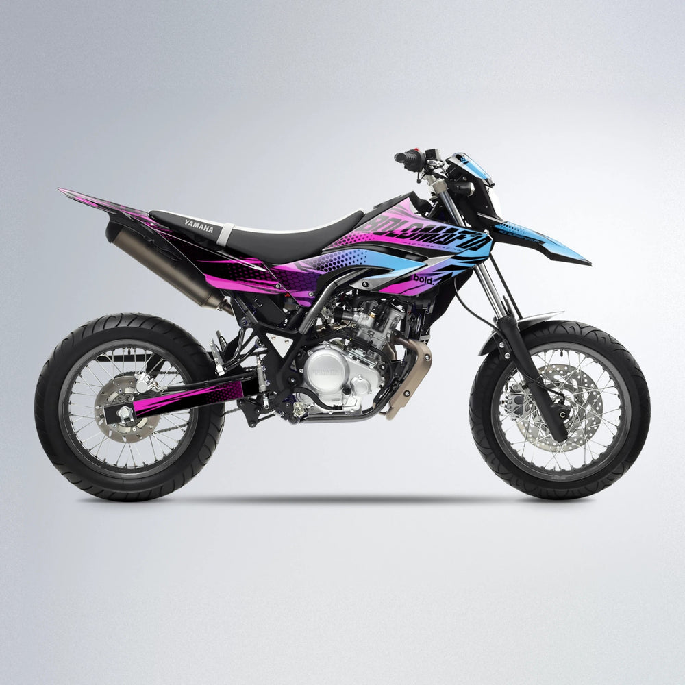 NIGHTFLARE Yamaha WR 125X supermoto graphics kit in Pink & Light Blue