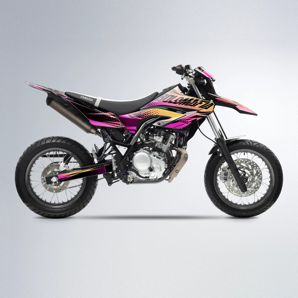 NIGHTFLARE Yamaha WR 125X supermoto graphics kit in Pink & Yellow