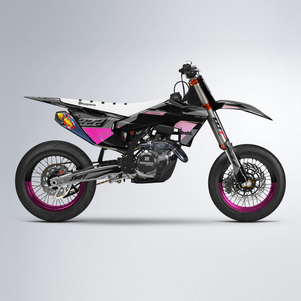 NOMAD Husqvarna FE/TE supermoto graphics kit in Flamingo