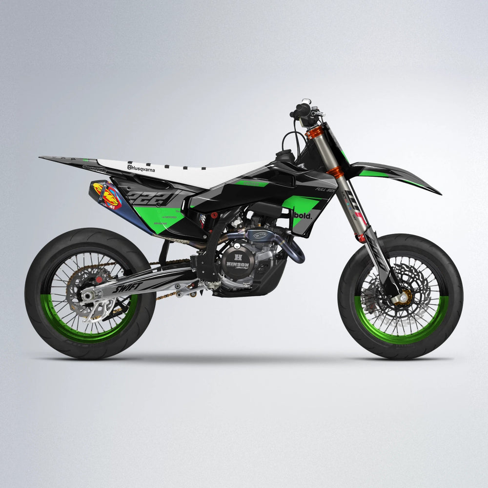 NOMAD Husqvarna FE/TE supermoto graphics kit in Green