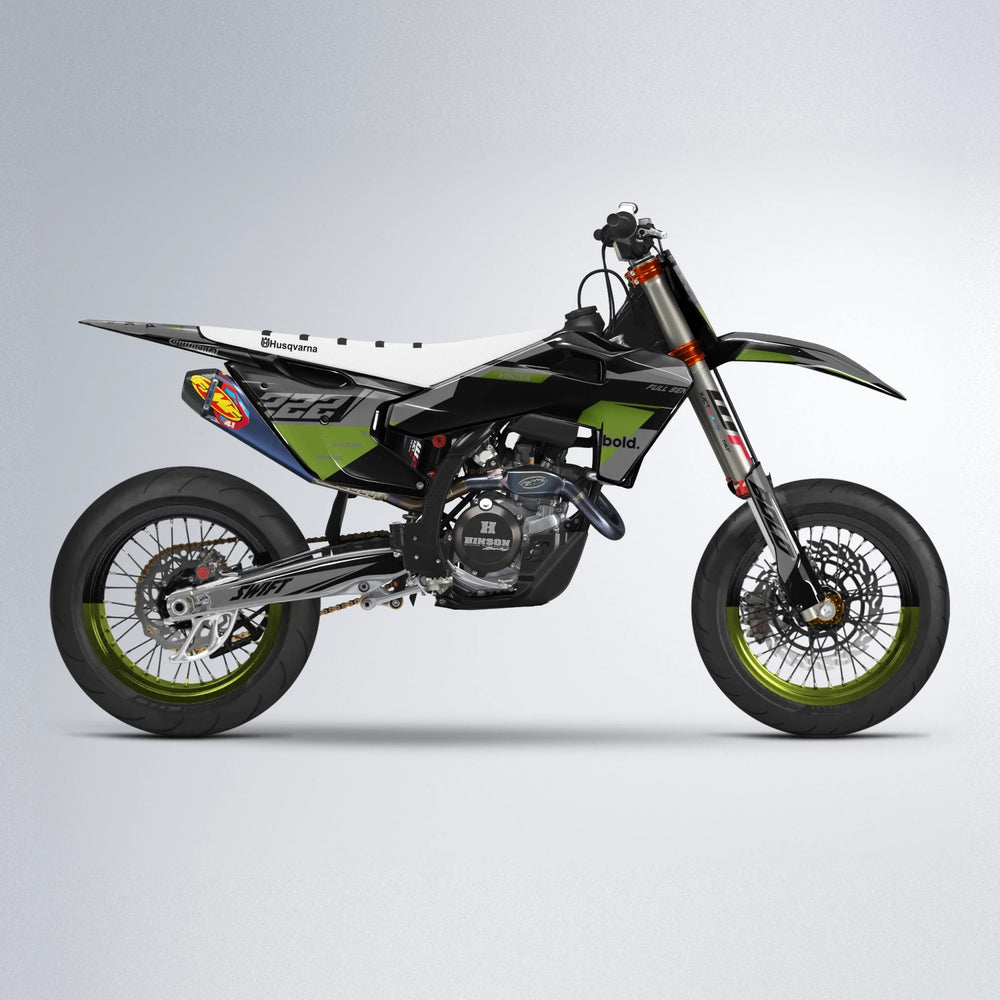 NOMAD Husqvarna FE/TE supermoto graphics kit in Olive