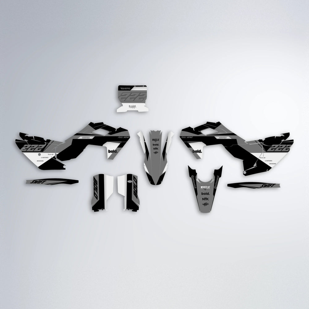 NOMAD Husqvarna FE/TE graphics kit parts layout in White