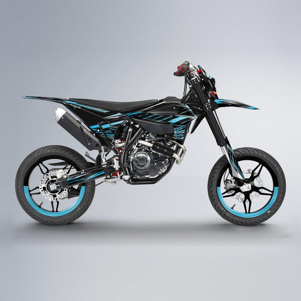 NTK V2 Beta supermoto graphics kit in Light Blue & White