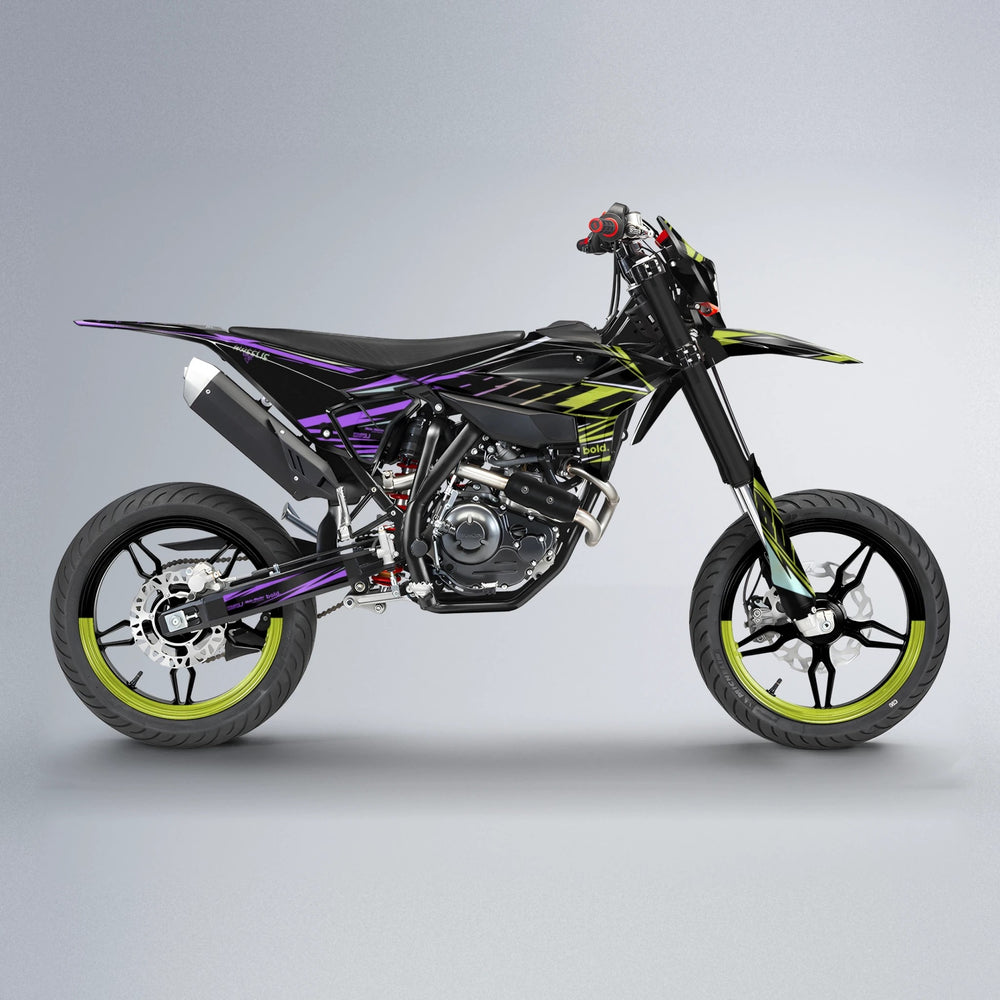 NTK V2 Beta supermoto graphics kit in Purple & Yellow