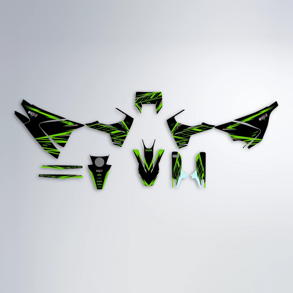 NTK V2 Husqvarna 701 graphics kit parts layout in Green