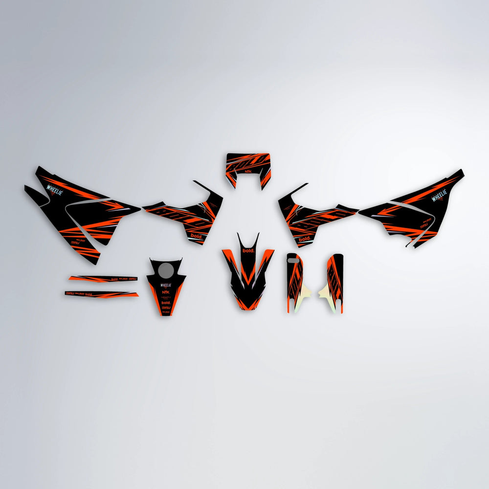 NTK V2 Husqvarna 701 graphics kit parts layout in Orange