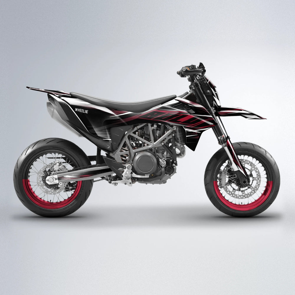 NTK V2 KTM SMC 690 supermoto graphics kit in Black & Red