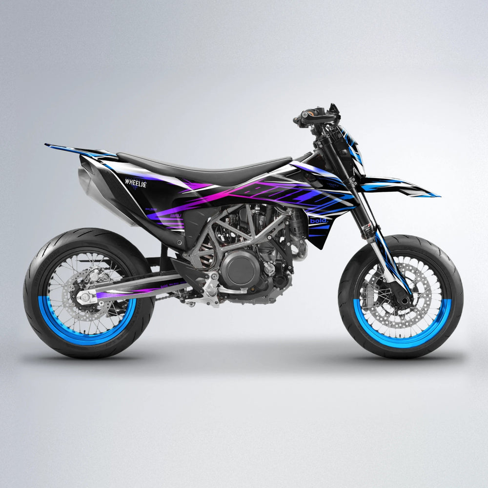 NTK V2 KTM SMC 690 supermoto graphics kit in Blue Purple Fade
